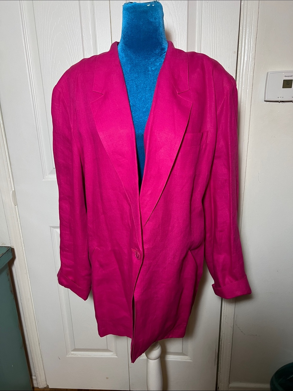 Max Mara Linen Pink Blazer Women’s 12 Weekend Single button 100% Linen